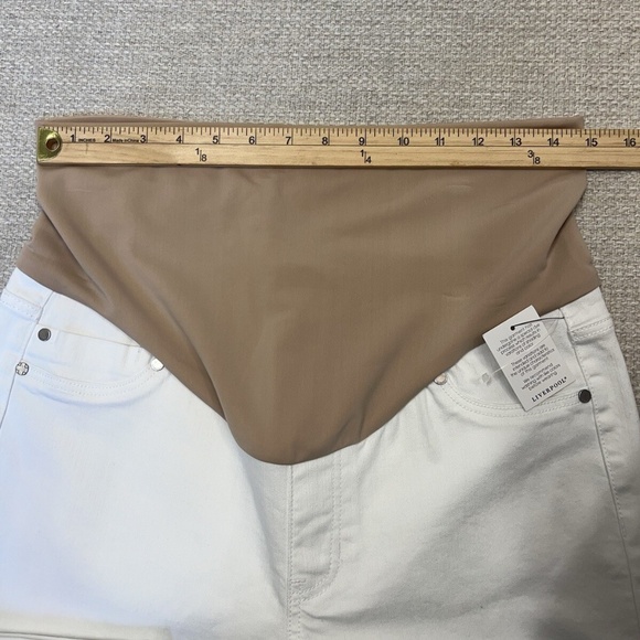 Liverpool Maternity Jeans 8 White Crop Over Belly Straight Rolled Leg Stretch - Picture 5 of 16
